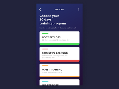 Training Program UI app interface ui ux