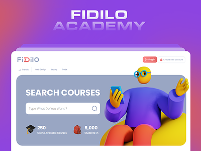 Fidilo Academy Website Design academy fidilo minimal online courses soft uxui website