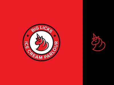 Big Licks logo concept brand branding desserts food ice cream icon illustration logo parlour typography unicorn vector