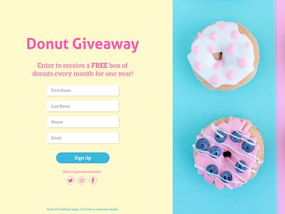 Donut Giveaway dailyui dailyui 001 design ui web