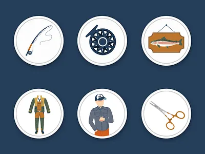 BackeddyCo Instagram Highlight Icons apparel design fish fishing fly fishing flyfishing highlights icon icons icons set illustration illustration design instagram rod story