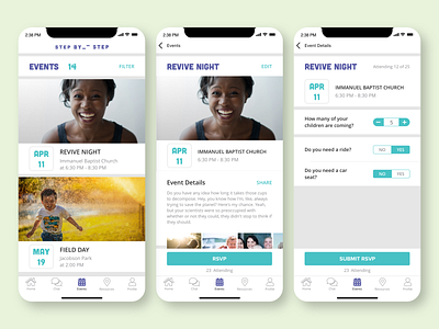 SBS App Events calendar events events app mobile app non profit non profit picker schedule selector ui ux design