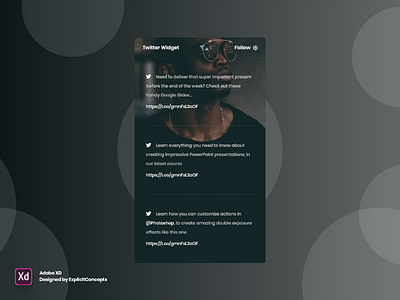 Twitter Widget - Adobe XD animation app branding clean flat icon identity illustration illustrator ios lettering logo minimal mobile type typography ui ux vector website