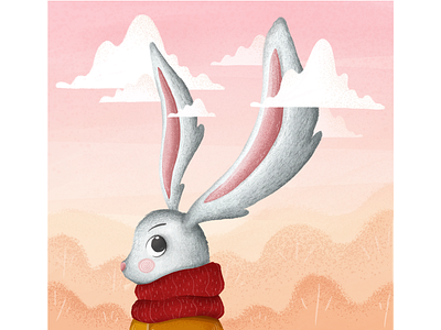 Bunny Dribbble animals bunny clouds ears graphic design illustration nature photoshop scarf wacom