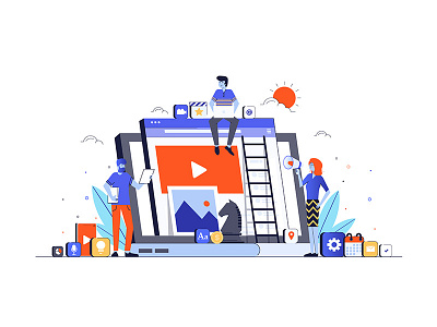 Digital Marketing creative design illustration man marketing people strategy teamwork template ui video web woman