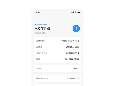 Transaction details android app crypto data finances interface ios minimalism mobile ui