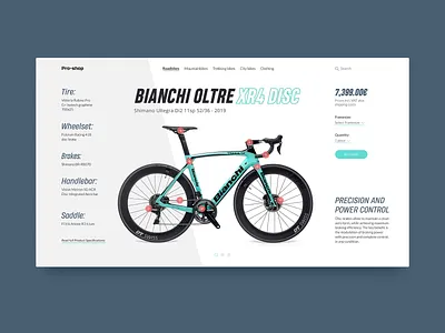 Bike Store Product Card - Bianchi Oltre XR4 Disc bianchi bicycle bicycle shop bike card catalog clear design e comerce green mongato portfolio professional shimano shop sport tech ui usability analysis ux