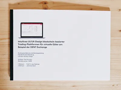 DENT Exchange: Project Documentation Cover app bachelor cover crypto documentation exchange print styleguide thesis type typography weimar white whitespace