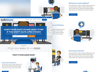 Music Production Resource Web Design blog character illustration music production photoshop sketch app ui ux design web design