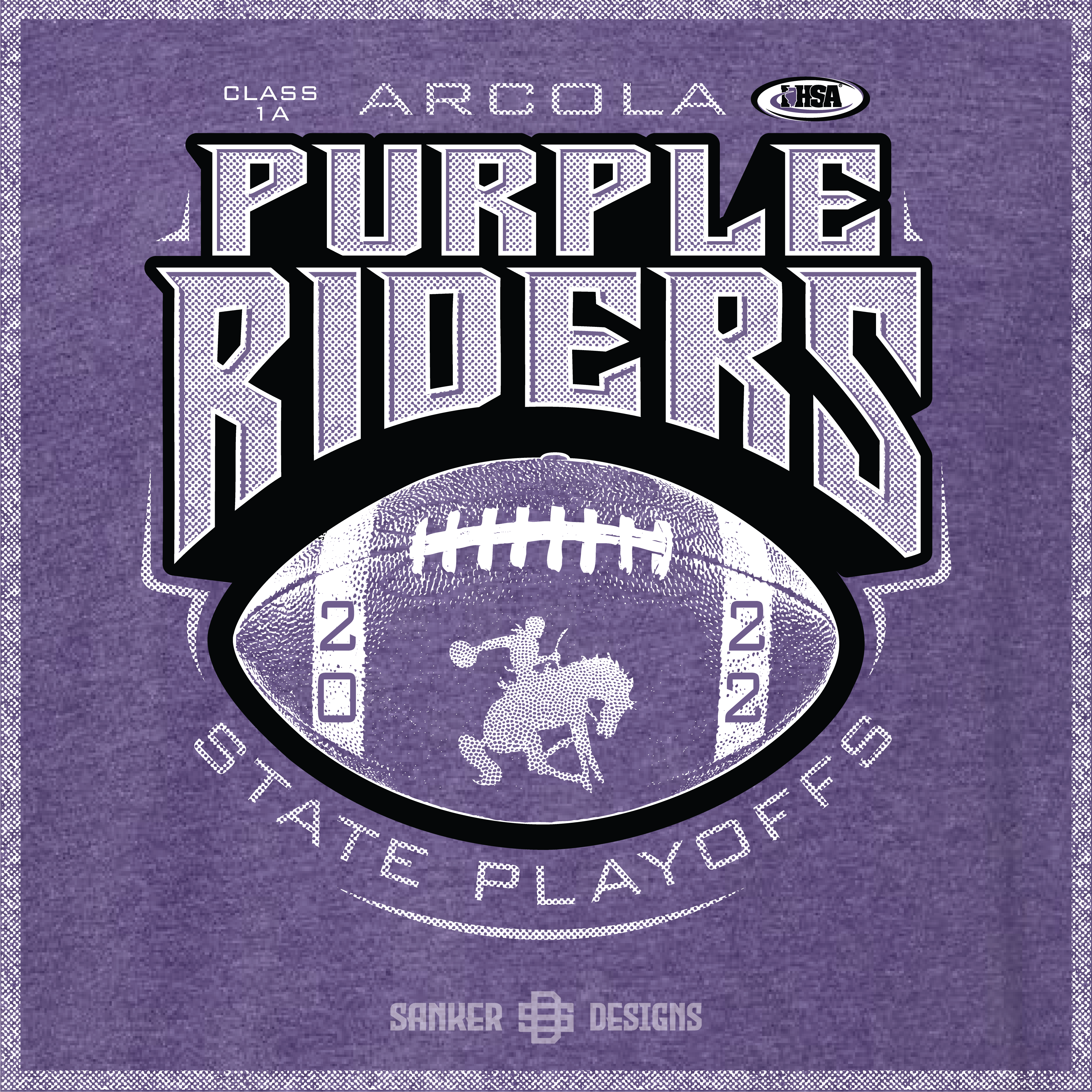 Arcola Purple Riders Playoff Football T-shirt Design by Josh Sanker on  Dribbble