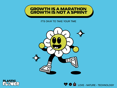 Growth blue character color flower fun growth illustration motivation vector yellow