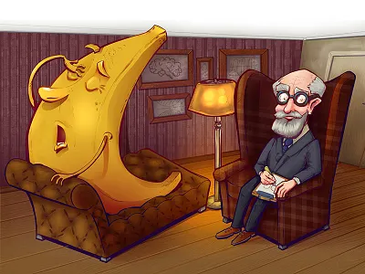 Therapy is not just therapy artappler comic digital freud fruit illustration visdev