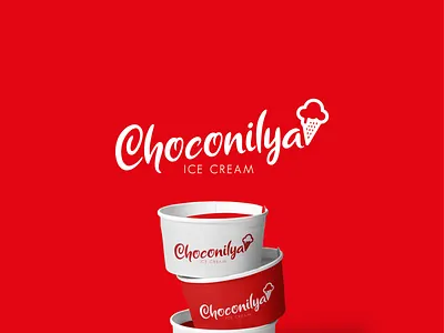 Choconilya Logo advertising branding choco choconilya cone design gelato graphic ice cream illustration logo nilya packaging red typography vector