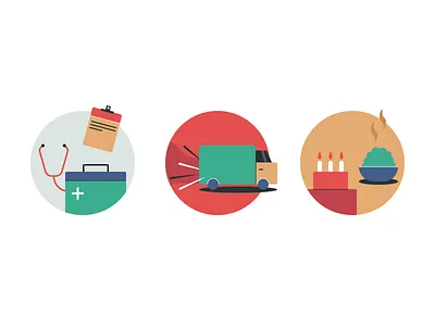Some icons app cake car circle food health icon set icons illuatration medical mobile vroom