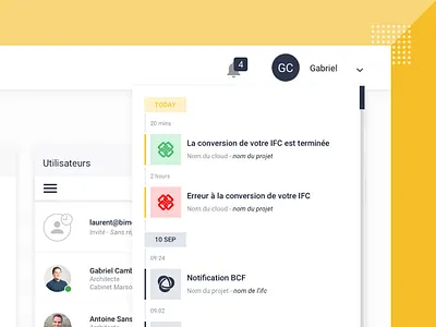 Platform notification bim dashboad notification platform ui ux design ux