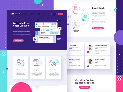Notemate App Landing Design - 1st version button concept design flat graphic green icon lilac logo pink schema simple vector vivid