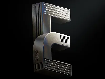 36 DaysOfType | E 36daysoftype illustrator iridescent metal photoshop tech typography