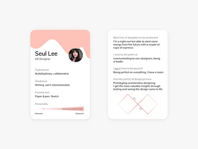 Little About Me about card clean design intro leeseul print design trading card ui ux design