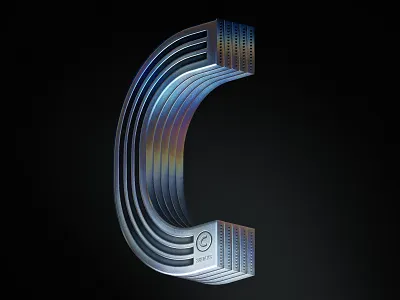 36 DaysOfType | C illustrator irridescent metal photoshop tech typogaphy