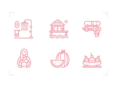 Summer icon fun icons set line pictogram sea season summer summer icons