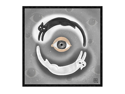 Yin Yang cats art black white cat art cat drawing cat illustration cats digitalart digitalartist digitalartwork draw drawing eyes illustration illustration art yin yang