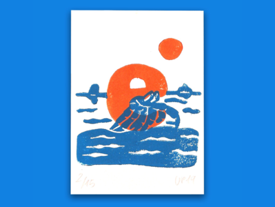 "E" for 36daysoftype 2019 36 days of type lettering 36daysoftype art print artprint character fish hermit crab illustration lettering linocut logo type challenge