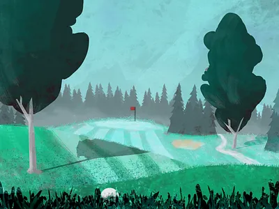 Golf Course Landscape Illustration digital painting golf golf ball golf course illustration landscape illustration texture