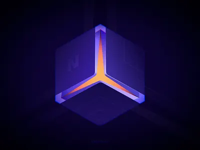 Glowing Cube blue clean flat icon illustration light light box wantline