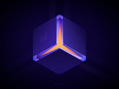 Glowing Cube blue clean flat icon illustration light light box wantline