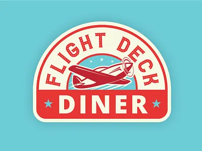 Flight Deck Diner 50s blue branding deck diner diner logo flight flying logo plane red