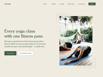 Elevate - Yoga Studio Pass Website Concept branding design figma fitness font minimalist type typography ui ux ux ui ux design visual design web web design website website concept workout yoga