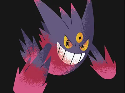 Mega Gengar art black conceptual dark gengar ghost illustration mega pokemon red scary shading stipple vector