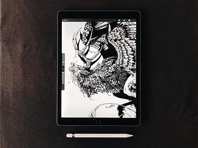 Peryton art creature digital art drawing feathers further up graphic illustration ipad pro ivan belikov peryton procreate