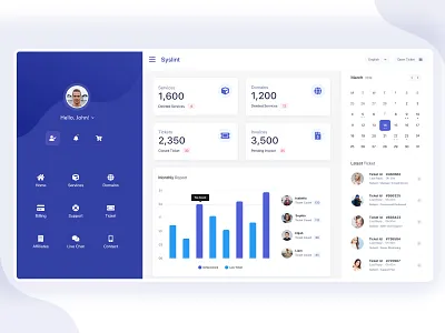 Whmcs Client Area cpanel dashboard gradient graph illustration simple typography web design whmcs