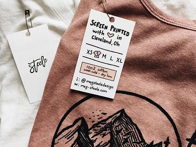 SCREEN PRINT TAGS black and white branding design hand drawn hand lettering illustration ink lettering printing screen print screen printing shirt tag simple tags