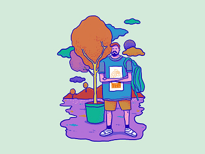 Somewhere in nature. cartoon curlybrainillustration illustration nature self thought thoughtsout