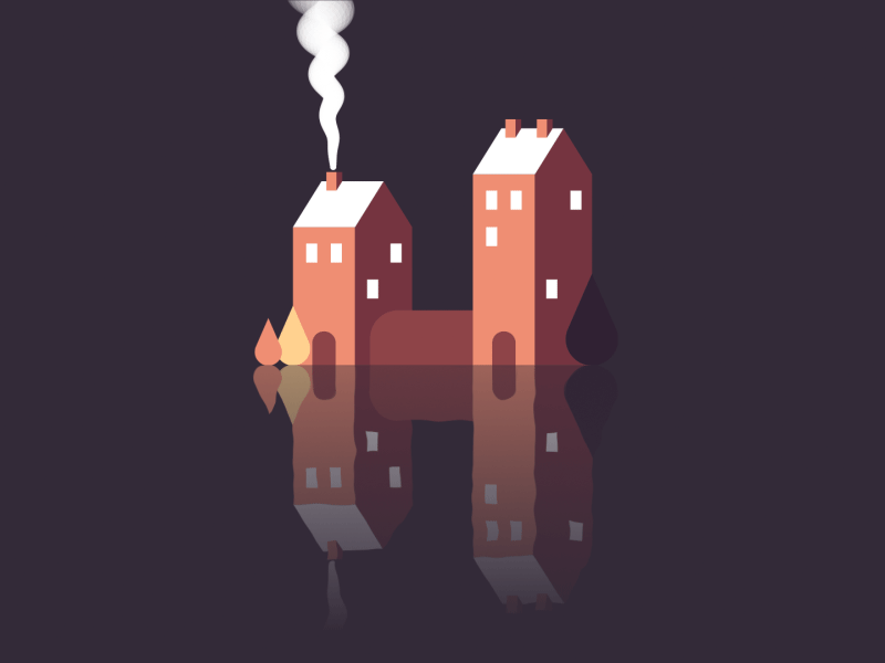 H for House 36 days of type 36days h aftereffects animation flat house illustration motiongraphics smoke