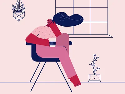 Mornings 2d 2d art character coffee color design digital drawing flat girl graphic icon app illustration illustrator morning outline plants red ui vector