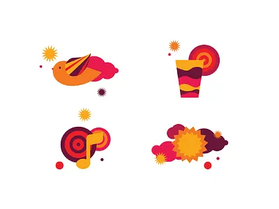 Set of icons for Vip Net intranet art branding color design drinks flat fun icon illustration intranet music portal summer sun team building travel ui vector web website