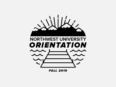 Northwest University Orientation Logo Concept dock line art logo monoline mountains northwest sun burst water