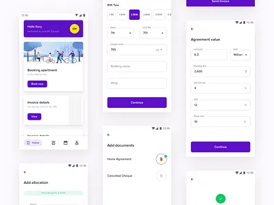 Apartment Booking App agent android app booking booking app buy clean design flat housing ios isometric list material mobile property realestate ui ux vector