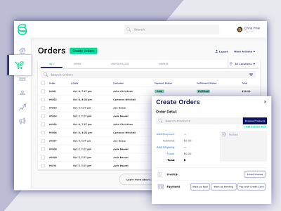 Ecommerce Orders List Screen dasboard enterprise software saas ui uiux user interface ux