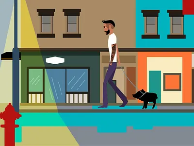 City Walk art color illustration minimal modern vector