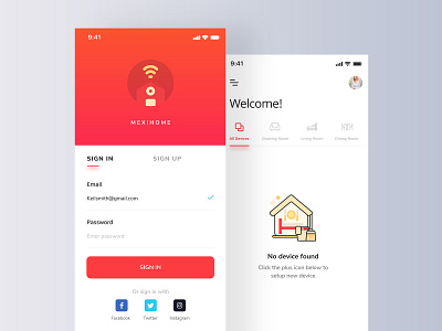 MEXIHOME - Smart Home App colorful gradient ios minimal smart home app trendy typography uidesign