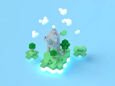 Microsoft Game Stack Block Concept 3d blender blender3d game microsoft render stack voxel