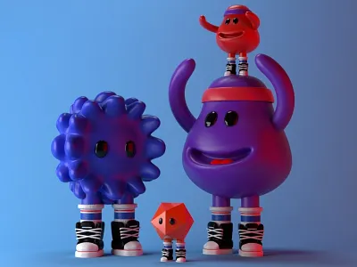 Friends 3d animation art arte 3d c4d charachter design character color design diseño kawaii render vector