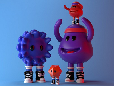 Friends 3d animation art arte 3d c4d charachter design character color design diseño kawaii render vector