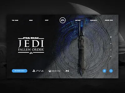 Star Wars Jedi : Fallen Order - Website concept design concept design electronic arts game games jedi lightsaber minimal pc playstation playstation4 promo star wars starwars ui uiux ux web design website xboxone