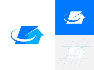 Logo grid brand clean cleaning flat grid house icon logo mark symbol