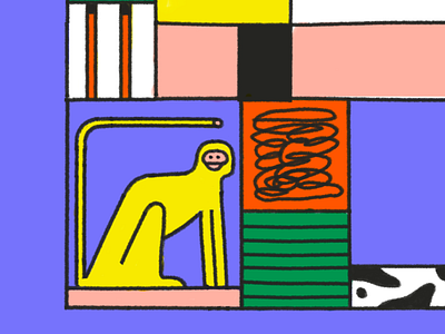 another monkey for my TRUE fans abstract cartoon collage color colorful cute geometric illustration lines minimal monkey pattern shapes